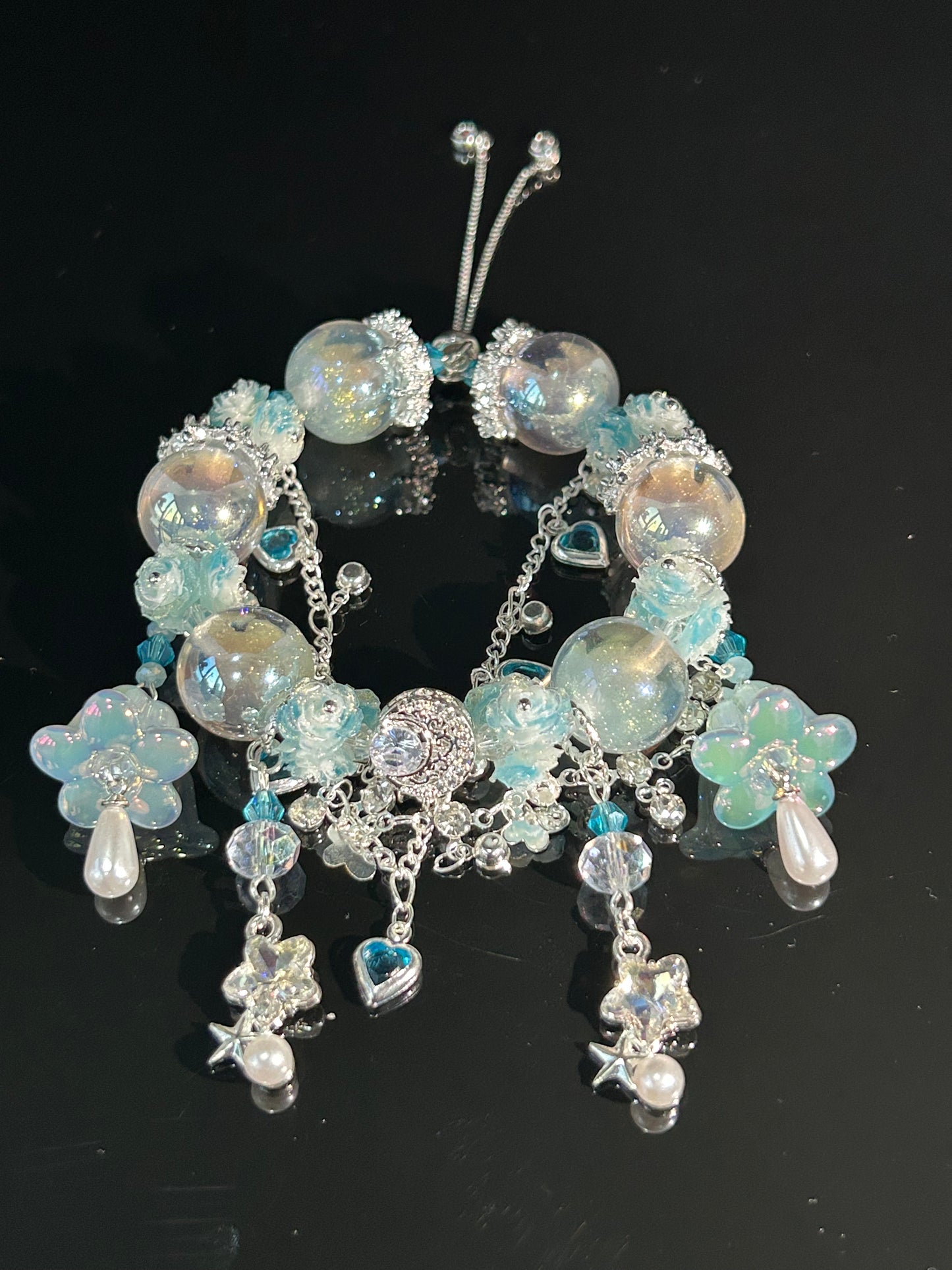 Aurora Ice Crystal & Flower Charm Bracelet